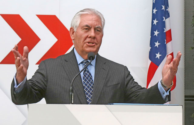 US Secretary of State Rex Tillerson speaks during the 24th Ministerial Council of the Organisation for Security and Co-Operation in Europe at the Hofburg Palace in Vienna on Thursday (AFP photo)