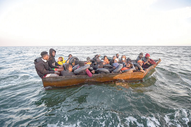 Migrants heading towards Italy are intercepted by Tunisian authorities off the coast of Sfax, Tunisia, on October 4, 2023 (AFP photo)