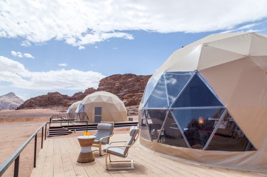   In this undated photo, a general view of ‘bubble camps’ in Wadi Rum can be seen (Photo courtesy of Sun City Camp)