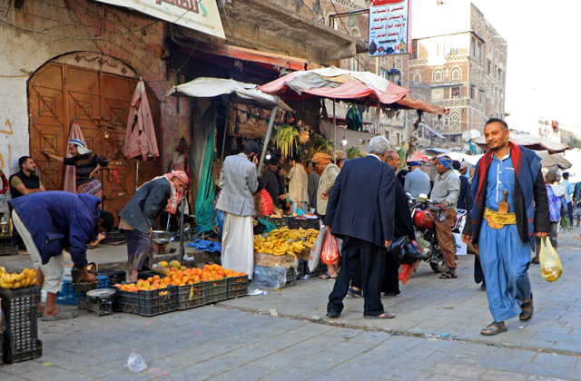 Yemenis shop at a market during the Muslim holy fasting month of Ramadan, in the capital Sanaa, on Wednesday (AFP photo)