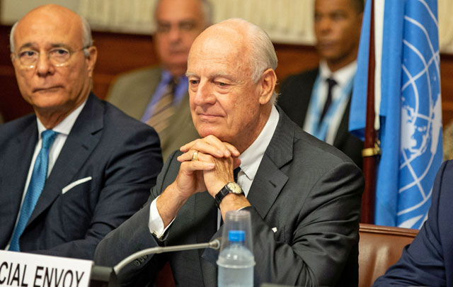 UN special envoy on Syria, Staffan de Mistura, attends consultations on Syria at the United Nations' European headquarters in Geneva, Switzerland, on September 14  (Reuters file photo)