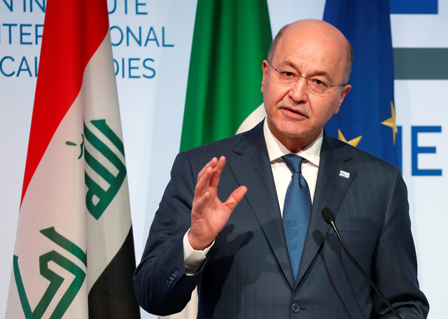 Iraq's President Barham Salih attends the Rome Mediterranean summit MED 2018 in Rome, Italy, on Thursday (Reuters photo)