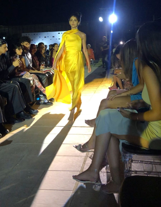  A model walks the runway during a fashion show by Jordanian designer Raad Jamani on Tuesday (Photo by Batool Ghaith)