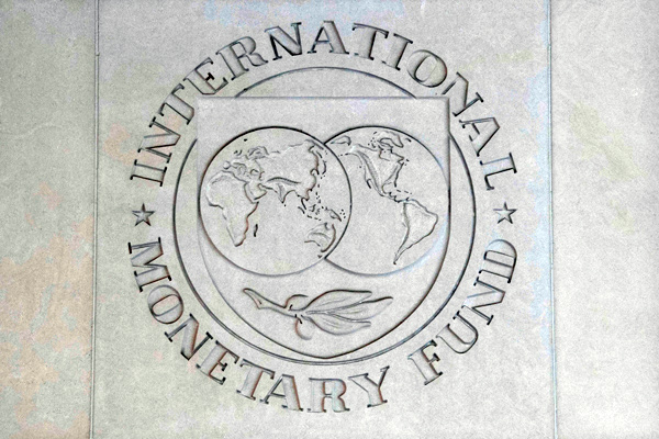In this photo taken on September 4, 2018, the logo of the International Monetary Fund (IMF) is seen at the IMF headquarters in Washington, DC  (AFP file photo)