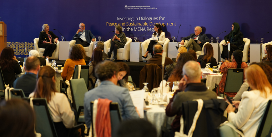 The conference brings together over 100 participants from the Middle East, North Africa, and Europe to foster cross-sectoral collaboration and exchange.  (Photo courtesy of Swedish Dialogue Institute)  