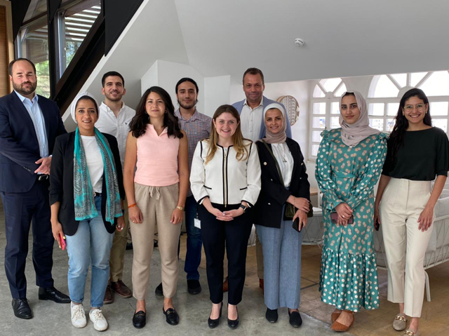 Tijmen Rooseboom, ambassador for Youth, Education and Work of the Kingdom of the Netherlands, poses for a group photo during his visit to Jordan (Photo courtesy of the Dutch embassy)