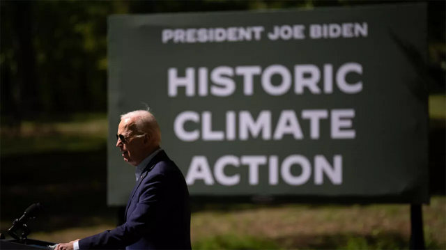 US President Joe Biden speaks on Earth Day at Prince William Forest Park on April 22, 2024 in Triangle, Virginia  (AFP photo)