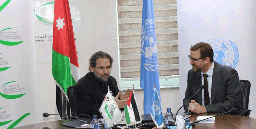 HCD President HH Prince Mired and Acting Director of UNRWA Affairs Olaf Becker (Petra Photo)