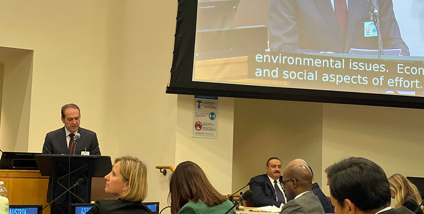 Health Minister Feras Hawari speaks during a meeting on pandemic prevention, preparedness and response within the health activities of the high-level week of the 78th Session of the UN General Assembly in New York on Wednesday (Petra photo)