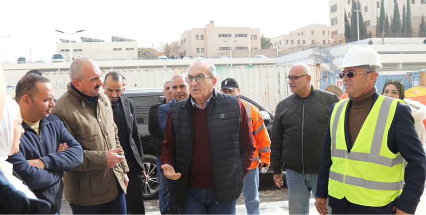 Minister of Public Works and Housing Maher Abu Samen inspects the progress of construction on the new Princess Basma Hospital in Irbid (Petra photo)