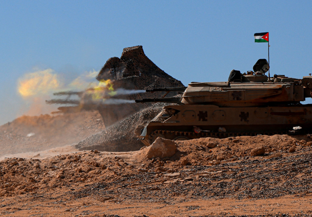 The exercise includes medium artillery, anti-armour weapons, geometric destruction, tank and mechanised infantry shooting (Petra photo)