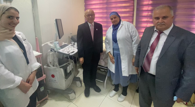 Japan’s Ambassador to Jordan Okuyama Jiro during the handover ceremony of medical equipment to Al Farouq Society for Orphans Care in Irbid Palestinian refugee camp on Tuesday (Photo courtesy of Japanese embassy)