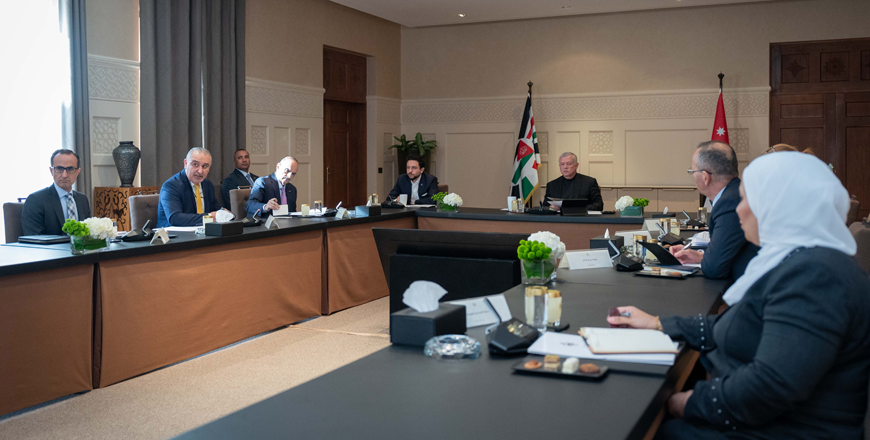 His Majesty King Abdullah is briefed at a meeting, attended by HRH Crown Prince Hussein, on progress in implementation of the public sector modernisation roadmap, and stressed the necessity of continuing to raise public awareness of the map and its role in improving public sector services (AFP photo)