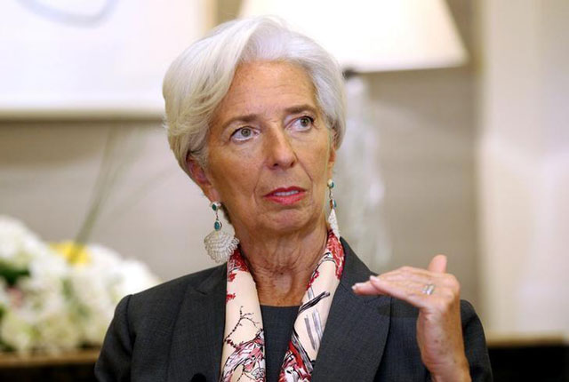 IMF Managing Director Christine Lagarde gestures during an interview with Reuters in Dubai, United Arab Emirates, on February 13  (Reuters photo)