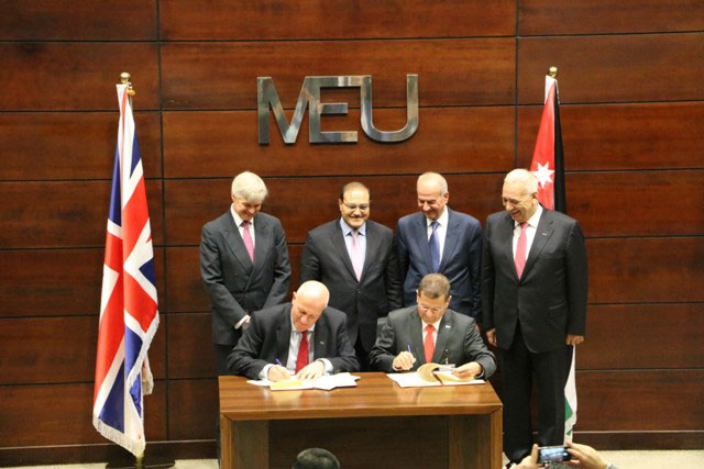 The Middle East University and the British University of Bedfordshire on Monday signed a cooperation agreement (Photo courtesy of MEU)