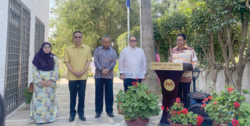 Malaysia’s Ambassador to Jordan Mohamad Nasri bin Abdul Rahman speaks during a ceremony marking the 56th ASEAN Day in Amman on Sunday (Photo by Mays Ibrahim Mustafa)
