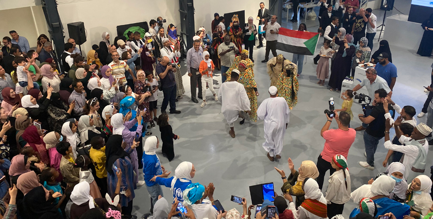 Refugees perform during an event organised by UNHCR to mark World Refugee Day at Ras Al Ain Hangar in Amman on Monday (Photo by Mays Ibrahim Mustafa)