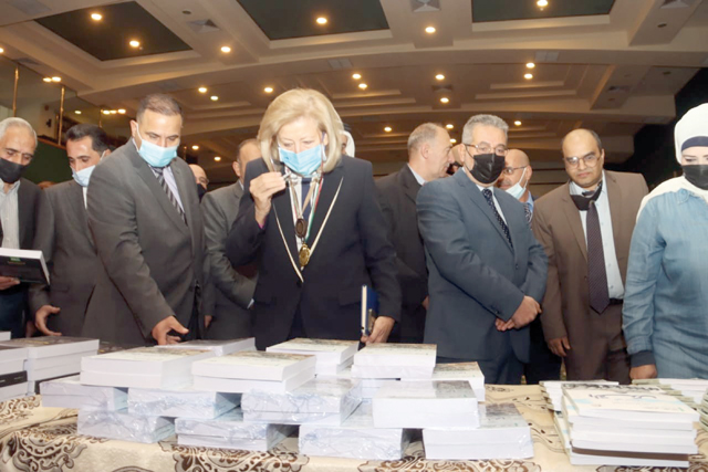 Culture Minister Haifa Najjar during the opening of 15th edition of the ‘Reading for All’ festival in Salt on Sunday (Photo courtesy of Culture Ministry)