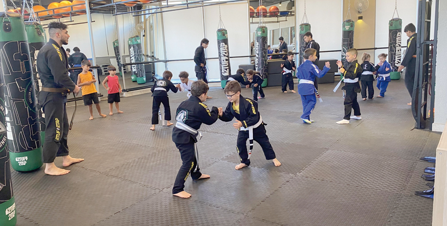 Children practise jiu-jitsu under the supervision of instructors trained by Samy Jamal, a six-time jiu-jitsu world champion (Photo by Mays Ibrahim Mustafa)