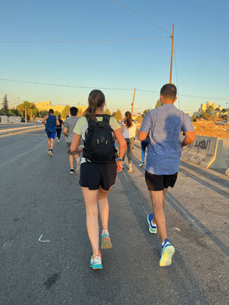 Runners are seen during a recent group run organised by ‘Running Amman’ (Photo by Niall Simonian)