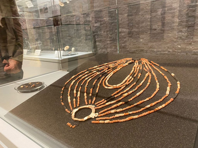 A necklace, dating back to the Neolithic period, and reconstructed by a team from the Petra Development and Tourism Region Authority (Photo courtesy of PDTRA)