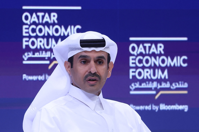 Qatar's Minister of State for Energy Affairs and President & CEO of Qatar Energy Saad Sherida Al Kaabi attends a session at the Qatar Economic Forum in Doha on Wednesday (AFP photo)