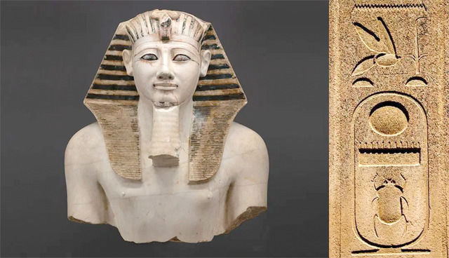 Upper part of a statue of Thutmose III, ruled 1,479-1,425 BC (Photo courtesy of The Met Museum)