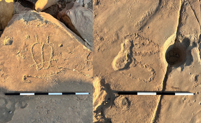 Petroglyphs from Umm Huwaiwitat near Petra may depict footprints (Photo courtesy of Antiquity Journal)