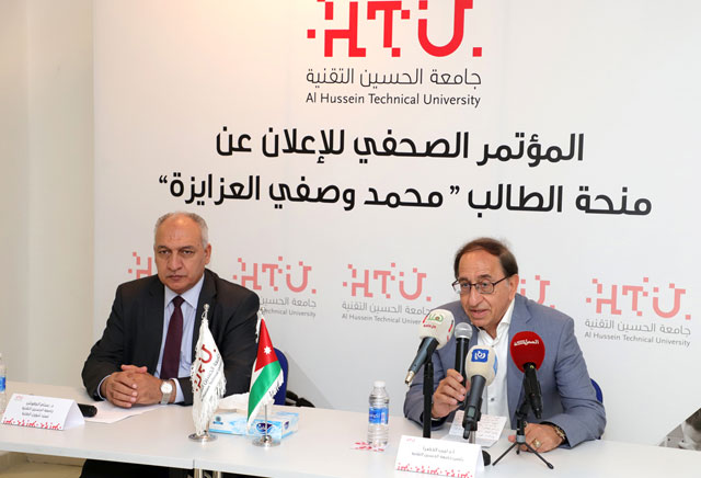   Al Hussein Technical University announces the winner of Mohammad Wasfi Azaizeh Scholarship on Sunday (Petra photo)