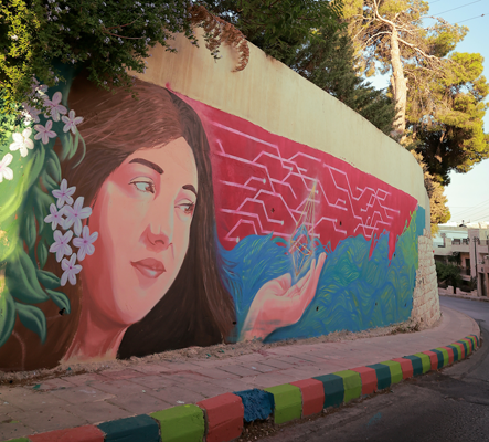 In addition to an online campaign that uses the hashtag #GreenGeneration, artist’s have created painted wall murals on the streets of Amman that inspire the public to support green initiatives (Photo courtesy of SPARK)