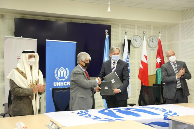 Officials during a signing ceremony of an agreement between UNHCR and the Royal Humanitarian Foundation (Photo courtesy of UNHCR)