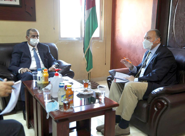 US Ambassador Henry T. Wooster meets with Zarqa Governor Hijazi Assaf during a visit to the city on Wednesday (Photo courtesy of US embassy)