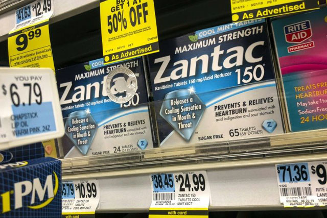 Zantac, a popular heartburn medication, is shown in a drugstore on September 19 in New York (AFP photo)