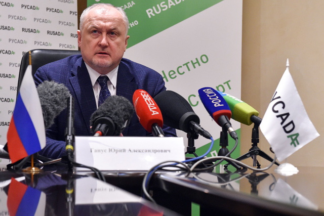 Russia’s anti-doping agency Chief Yury Ganus gives a press conference in Moscow on Tuesday. Russia will not face new penalties for missing a December deadline to allow investigators access to the Moscow laboratory at the centre of alleged state-sponsored doping, the World Anti-Doping Agency said on Tuesday   (AFP photo)