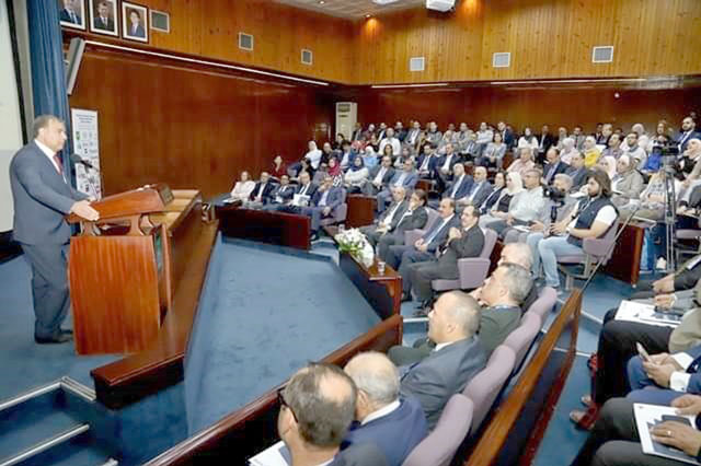 Health Minister Saad Jaber on Tuesday speaks at a scientific symposium held at the University of Jordan covering refugee mental health (Petra photo)