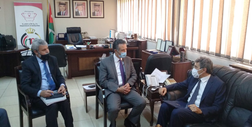 Minister of Tourism and Antiquities Nayef Al Fayez meets with Italian Ambassador to Jordan Fabio Cassese on Tuesday (Photo courtesy of Italian embassy)