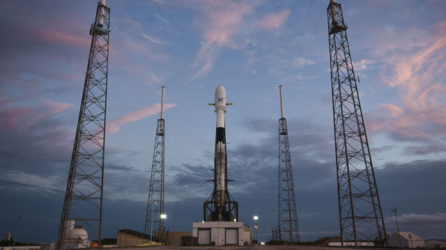 A SpaceX Falcon 9 rocket is prepared to launch the Starlink satellites into orbit from Space Launch Complex 40 at Cape Canaveral Air Force Station in Florida (Photo courtesy of SpaceX)
