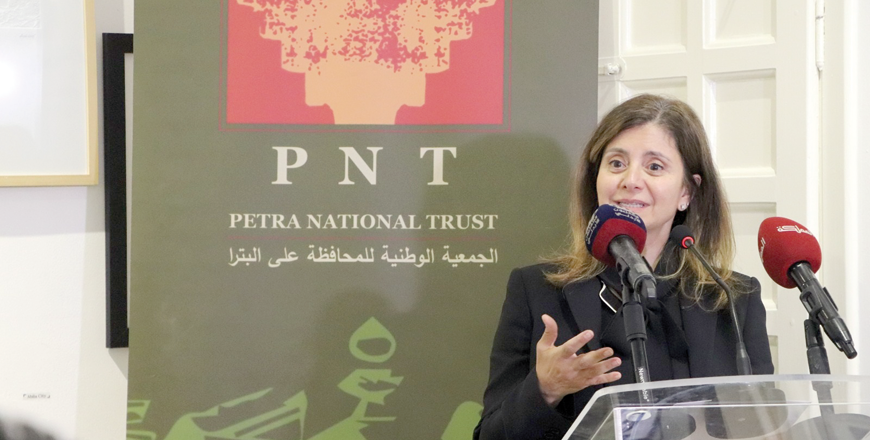 HH Princess Dana Firas at the launch of the 'Future for Our Past' initiative on Sunday (Petra photo)