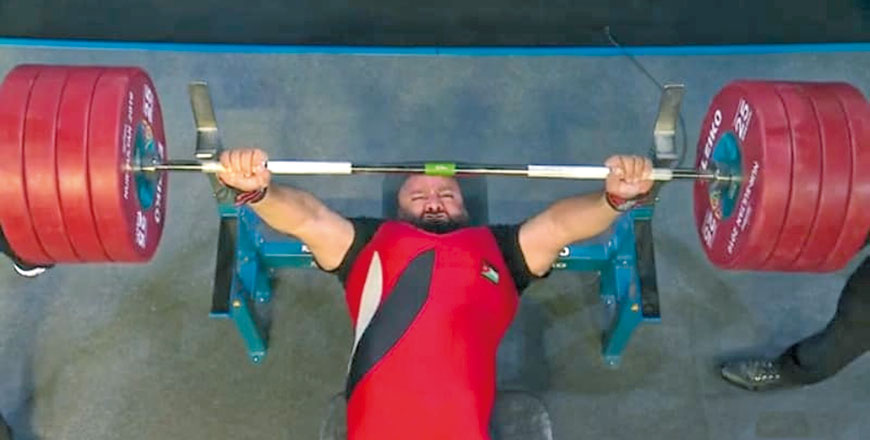 Jordanian powerlifter Mutaz Junaidi at the Nur-Sultan 2019 World Para Powerlifting Championship in Kazakhstan (Photo courtesy of Mutaz Junaidi)