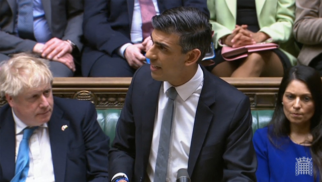 A video grab shows Britain's Chancellor of the Exchequer Rishi Sunak gesturing as he presents the Spring budget statement to MPs at the House of Commons, in London, on Wednesday (AFP  photo)