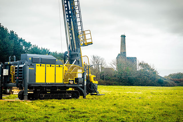 This undated handout picture released by Cornish Lithium shows exploratory drilling for Lithium taking place at a former mine in Redruth, Cornwall.  (AFP photo)