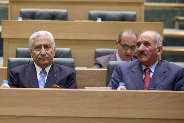 Prime Minister Abdullah Ensour and members of his Cabinet attend a Lower House session on Sunday (Photo by Raad Adayleh)