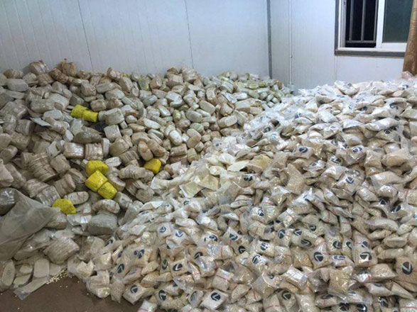 Narcotics seized by Border Guards on Monday night (Photo courtesy of Jordan Armed Forces-Arab Army)
