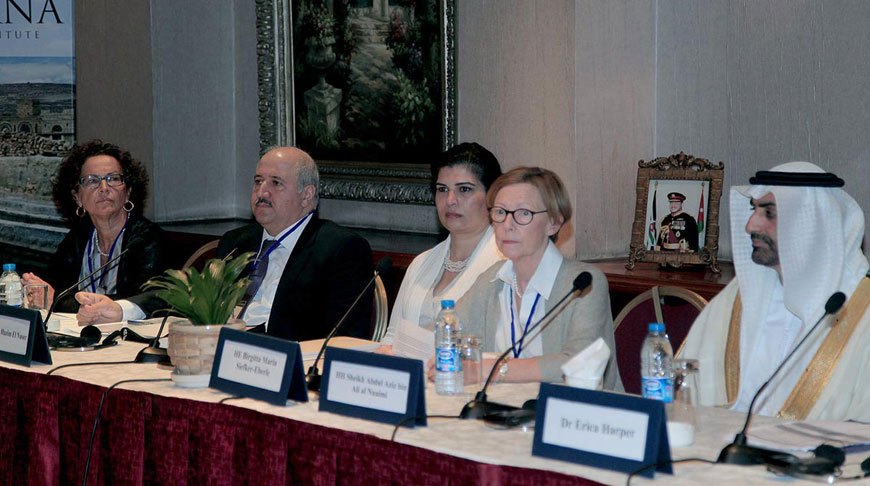 HRH Princess Sumaya attends a conference organised by the West Asia North Africa Institute on the Sustainable Development Goals in Amman on Monday (Petra photo)
