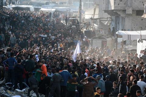 Caption   Palestinians take part in a protest, calling for an end to the war with Israel, in Beit Lahia in the northern Gaza Strip on March 26, 2025 (AFP photo)