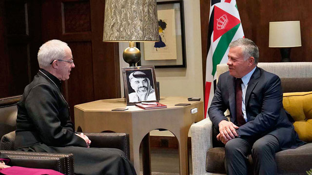 His Majesty King Abdullah meets with the Archbishop of Canterbury Justin Welby on Wednesday  (Petra photo)