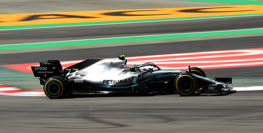Mercedes’ Finnish driver Valtteri Bottas drives on Saturday during the second practice session at the Circuit de Catalunya in Montmelo on the outskirts of Barcelona ahead of the Spanish Formula One Grand Prix (AFP photo)