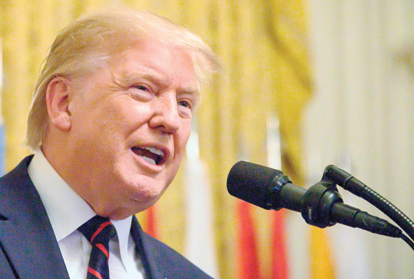 US President Donald Trump delivers remarks at the Hispanic Heritage Month Reception at the White House in Washington, DC, on Friday (AFP photo)