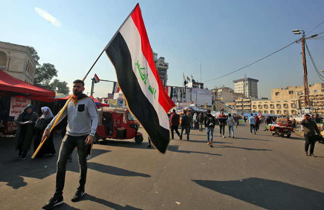 Iraq demonstrators gather at Tahrir Square in central Baghdad on Monday (AFP photo)