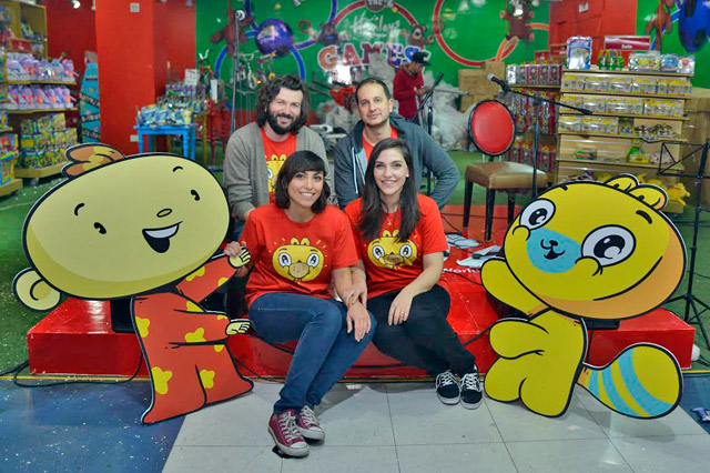 Lama Adnani, Adam’s mother and co-founder of Adam Wa Mishmish, her husband Ibrahim Taha, Lina Adnani and Lutfi Zayed pose for a group photo (Photo courtesy of Adam Wa Mishmish)